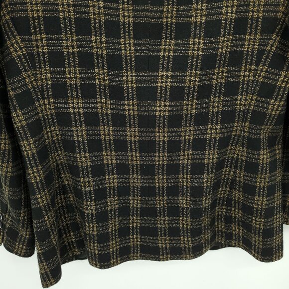 VTG 90s Worthington Tweed Wool-Blend Grid-Plaid Blazer 10P Brown/Black - Picture 11 of 15